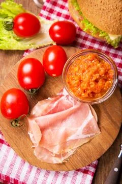 Ham with vegetable Stock Photos