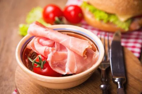 Ham with vegetable Stock Photos