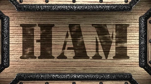 Ham on wooden stamp Stock Footage 8651748