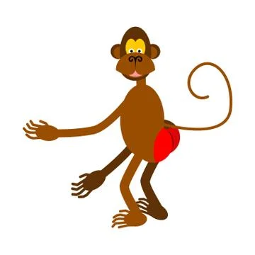 Hamadryad isolated. monkey red butt on white background. Stock Illustration