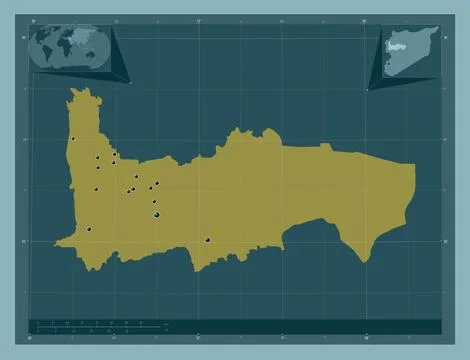 Hamah, Syria. Solid color shape. Locations of major cities of the region イラスト素材