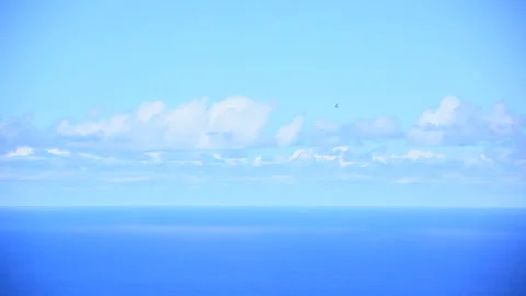 Hamakua Coast and Clouds Floating on the Pacific Horizon Stock Footage 327283140