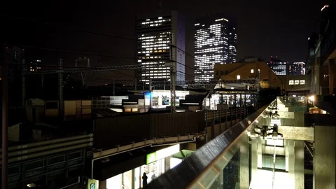 Hamamatsucho Train Light Trails Time Lapse Footage, Tokyo, Japan Stock Footage 112468530