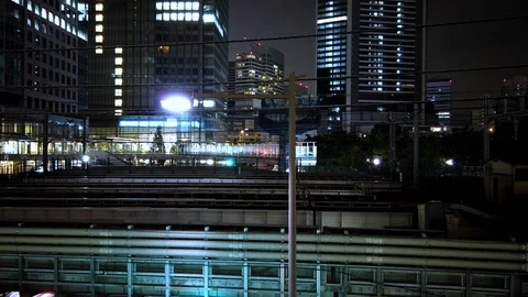 Hamamatsucho Train Station Time Lapse, Tokyo, Japan. Video stock 111888065