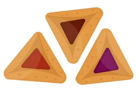 Hamantaschen icon. Flat style, isolated on white background. Vector illustr.. Stock Illustration