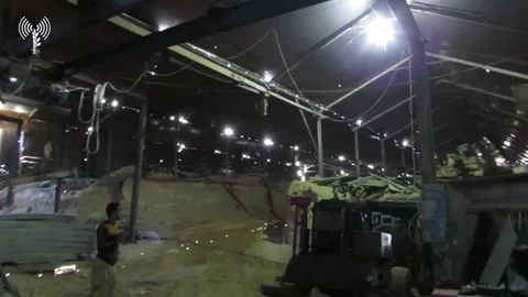 Hamas engineers constructing the tunnel in Gaza Stock Footage 258932708