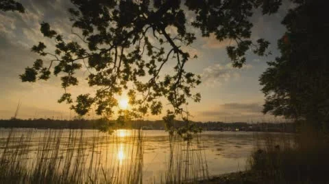 Hamble River Sunset Time Lapse Static Video stock 63096445