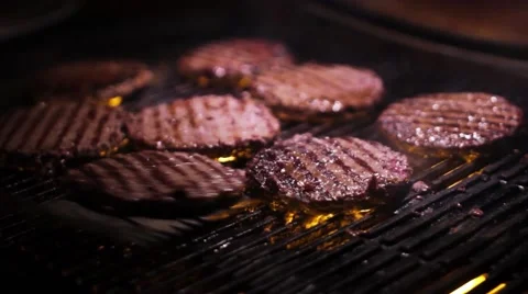 Hamburegers on grill Stock-Footage 49094260