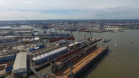 HAMBURG BAY, Container Ship Stock Footage 92337481