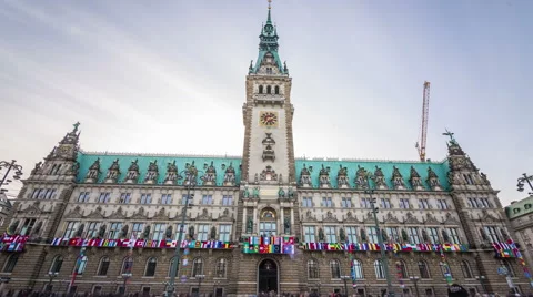 Hamburg City Hall Hyperlapse. Stock Footage 56735814