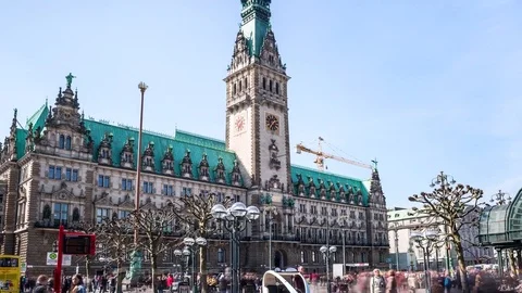 Hamburg City Hall Hyperlapse Stock Footage 70588030