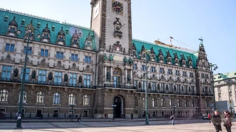 Hamburg City Hall Hyperlapse Stock Footage 70588724