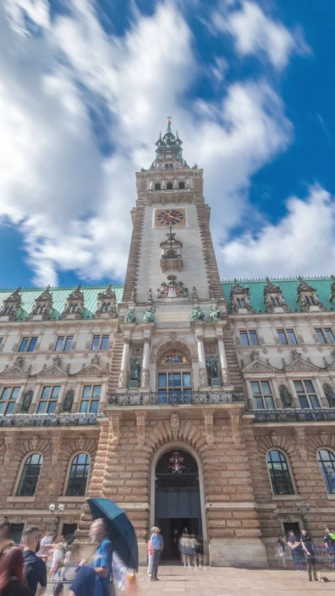 Hamburg City Hall timelapse hyperlapse, seat of government, Germany Stock Footage 324902546