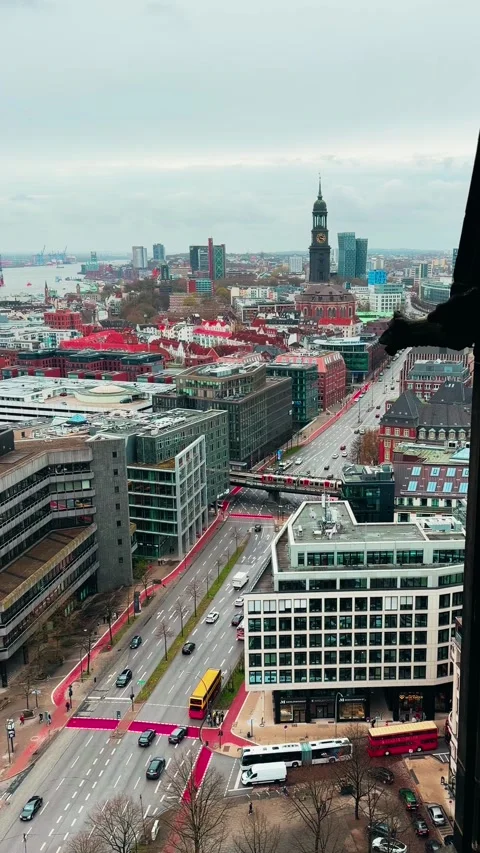 Hamburg Cityscape Featuring St. Michael's Church Video stock 332632289