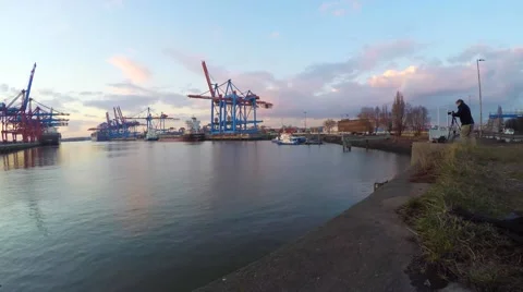 Hamburg container terminal Stock Footage 61113479