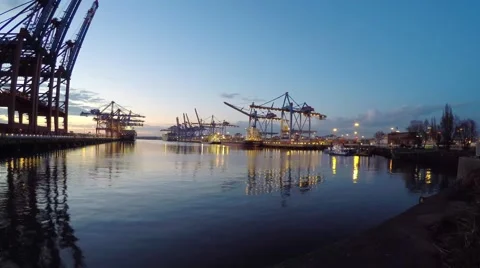 Hamburg container terminal in harbour Stock Footage 61113997