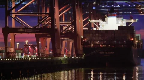 Hamburg container terminal in harbour Stock Footage 61114331