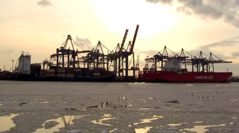 Hamburg Docks seen from the water 2 Stock Footage 40539088