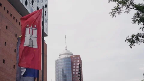 Hamburg Flag Slow Motion Video stock 90966265