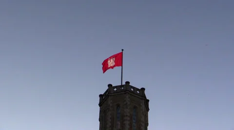Hamburg flag on the tower against  sky Видео 39320403