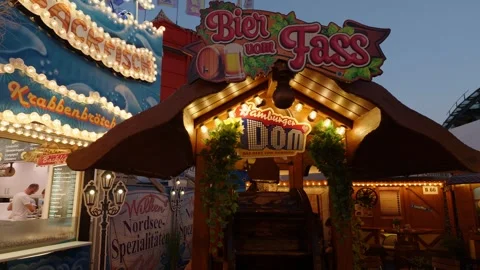 HAMBURG, GERMANY - AUGUST 26, 2026 - Hamburger Dom fairground beer booth and Stock Footage 344072039