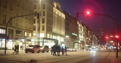 Hamburg, Germany at Night - 4K Stock Footage 84478426