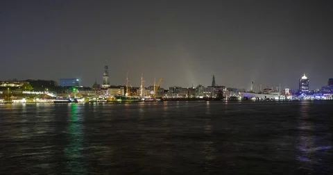 Hamburg, Germany - view over river Elbe - Timelapse Stock Footage 75276658