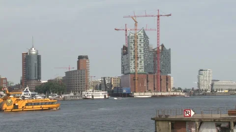 Hamburg, Hafencity construction work Stock Footage 32263725