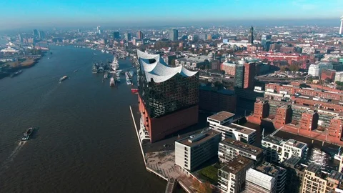 Hamburg Harbor Drone Stock Footage