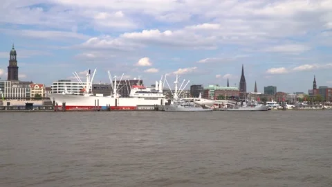 Hamburg harbor panning timelapse2 Stock Footage 132143239