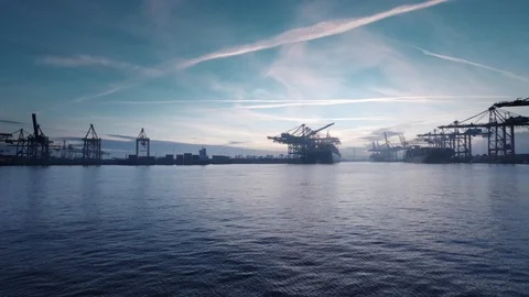 Hamburg Harbor Timelapse 4K Stock Footage