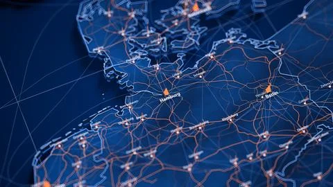 Hamburg map big data visualization. Futuristic map infographic of city in Stock Illustration