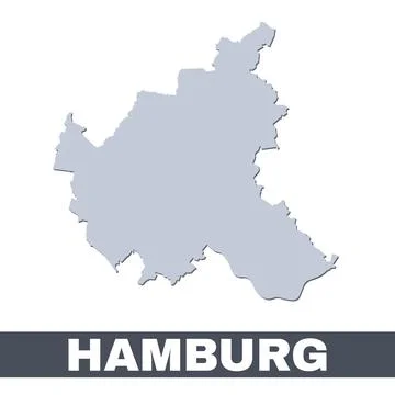 Hamburg outline map. Vector map of Hamburg city area borders with shadow 스톡 일러스트