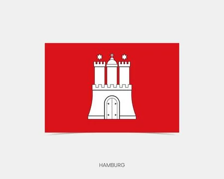 Hamburg Rectangle flag icon with shadow. Stock Illustration