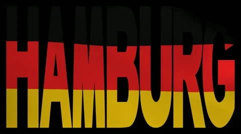 Hamburg text with fluttering German flag animation Stock Footage