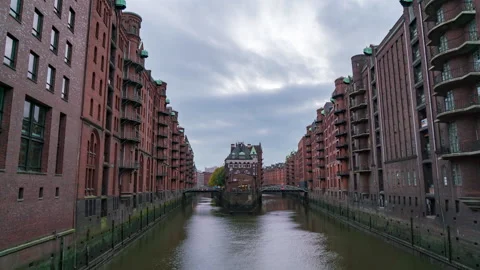 Hamburg Timelapse: Landmarks &amp; Canals at Evening in Autumn Stock Footage 240510049