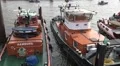 Hamburg towboats still in the harbour HD Footage