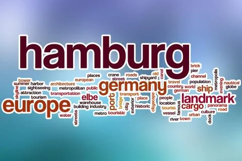 Hamburg word cloud with abstract background Illustration
