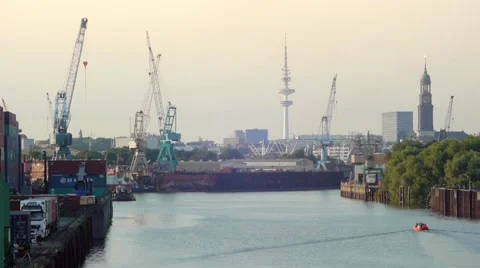 Hamburg_Harbour_Skyline Stock Footage 53816283