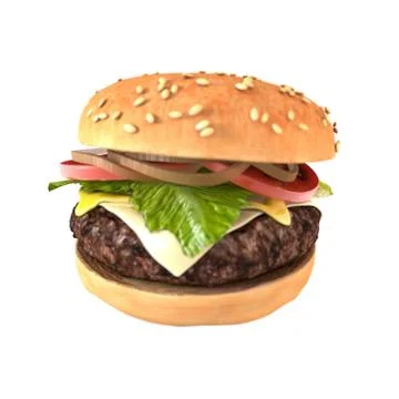 Hamburger 3D Render Stock Illustration