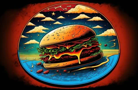 Hamburger abstract comic style painting Stock Illustration