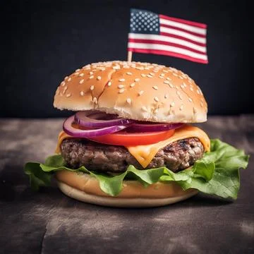 Hamburger with american flag 스톡 일러스트