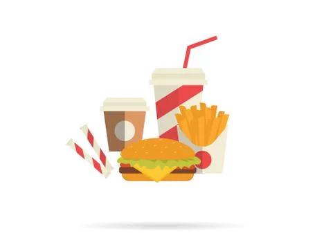 Hamburger and attributes Illustrazione stock