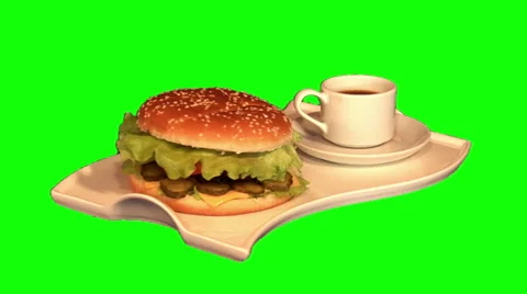 Hamburger and cup of coffee Stock Footage 45893871