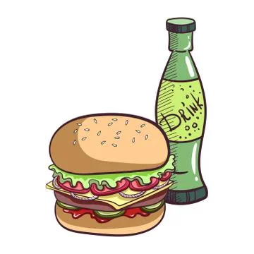 Hamburger And Drink Stock Illustration