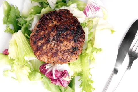 Hamburger and Salad Stock Photos