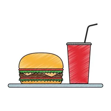 Hamburger and soda scribble Stock Illustration