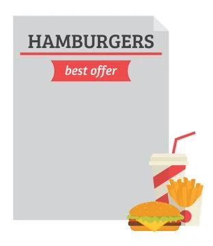Hamburger best offer template Illustrazione stock