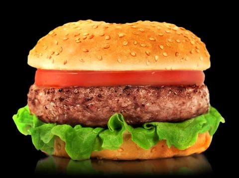 Hamburger on black background Stock Photos