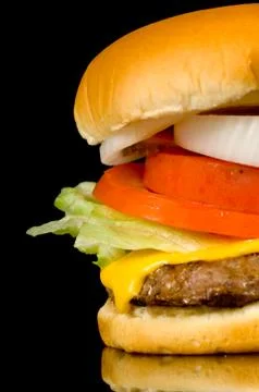 Hamburger on black Stock Photos